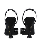 Stuart Weitzman Black Satin Stiletto Heel Sandals