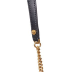 Versace Black And White Leather And Textile Shoulder Bag