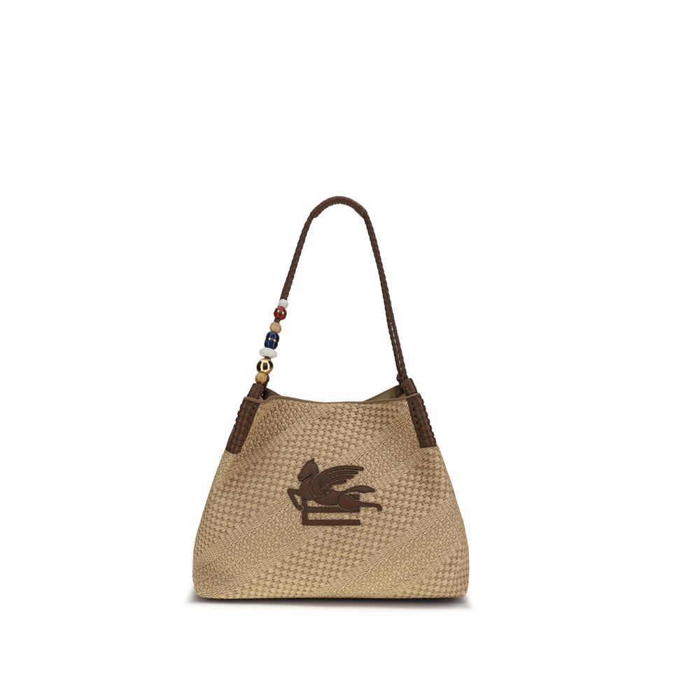 Etro Beige Raffia Shoulder Bag