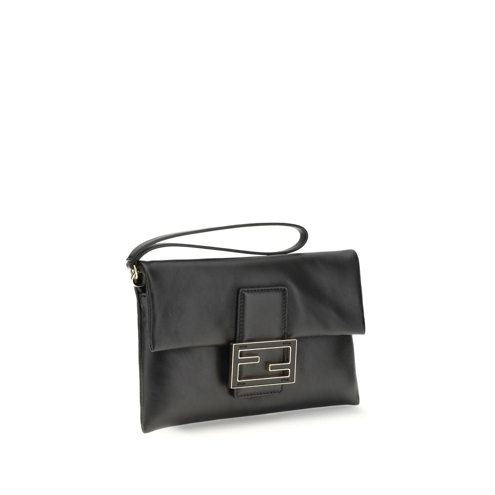 Fendi Black Lamb Ovis Aries Aries Clutch Bag