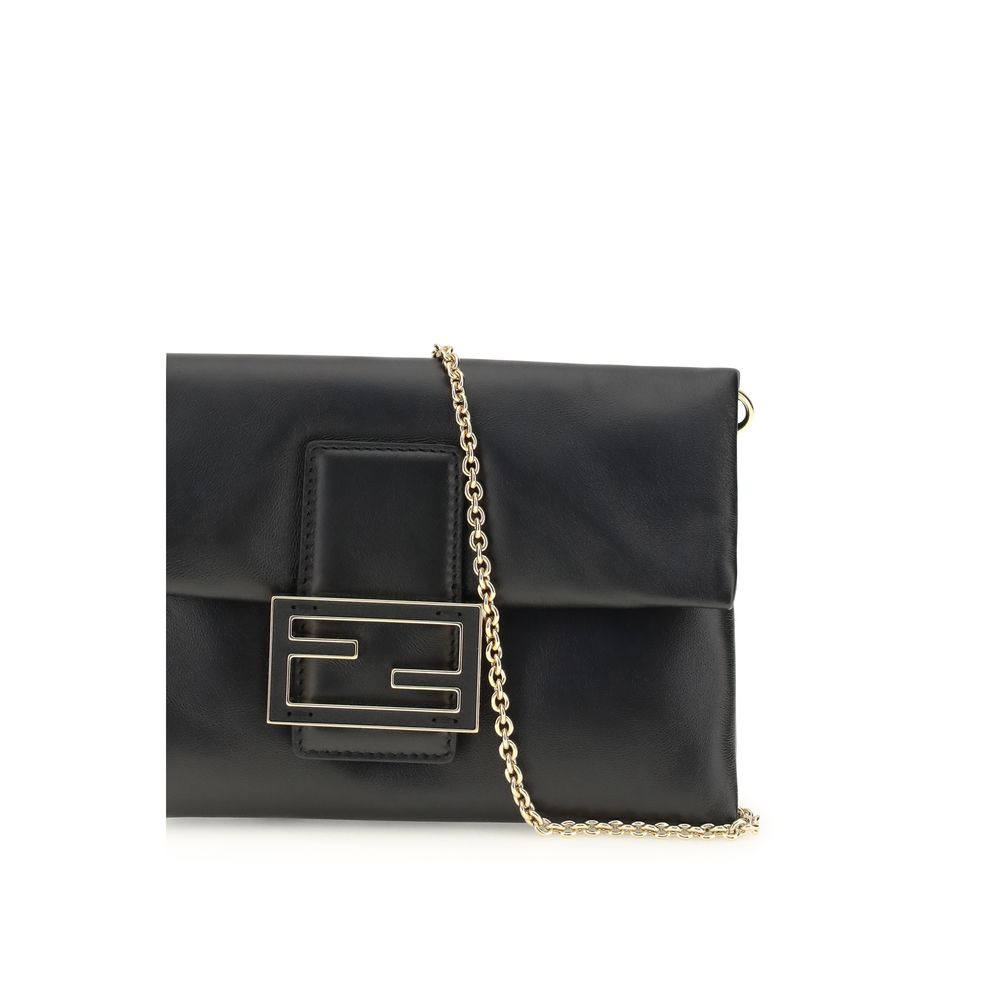 Fendi Black Lamb Ovis Aries Aries Clutch Bag