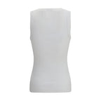 Brunello Cucinelli White Cotton Sleeveles T-Shirt