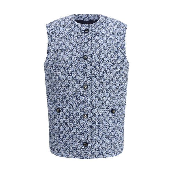 Gucci Blue Cotton Sleveless Jacket