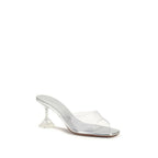 Amina Muaddi Silver Pvc Stiletto Heel Sandals