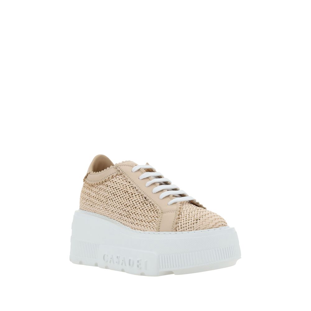 Casadei Beige Other Fibres Platform Sneakers