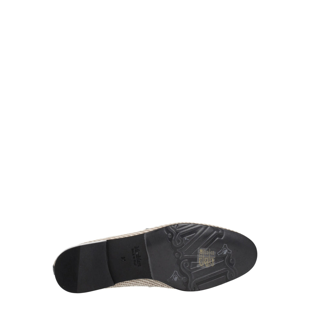 Max Mara Beige Fabric Slip-On Loafers