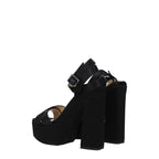 Jimmy Choo Black Satin Platform Sandals