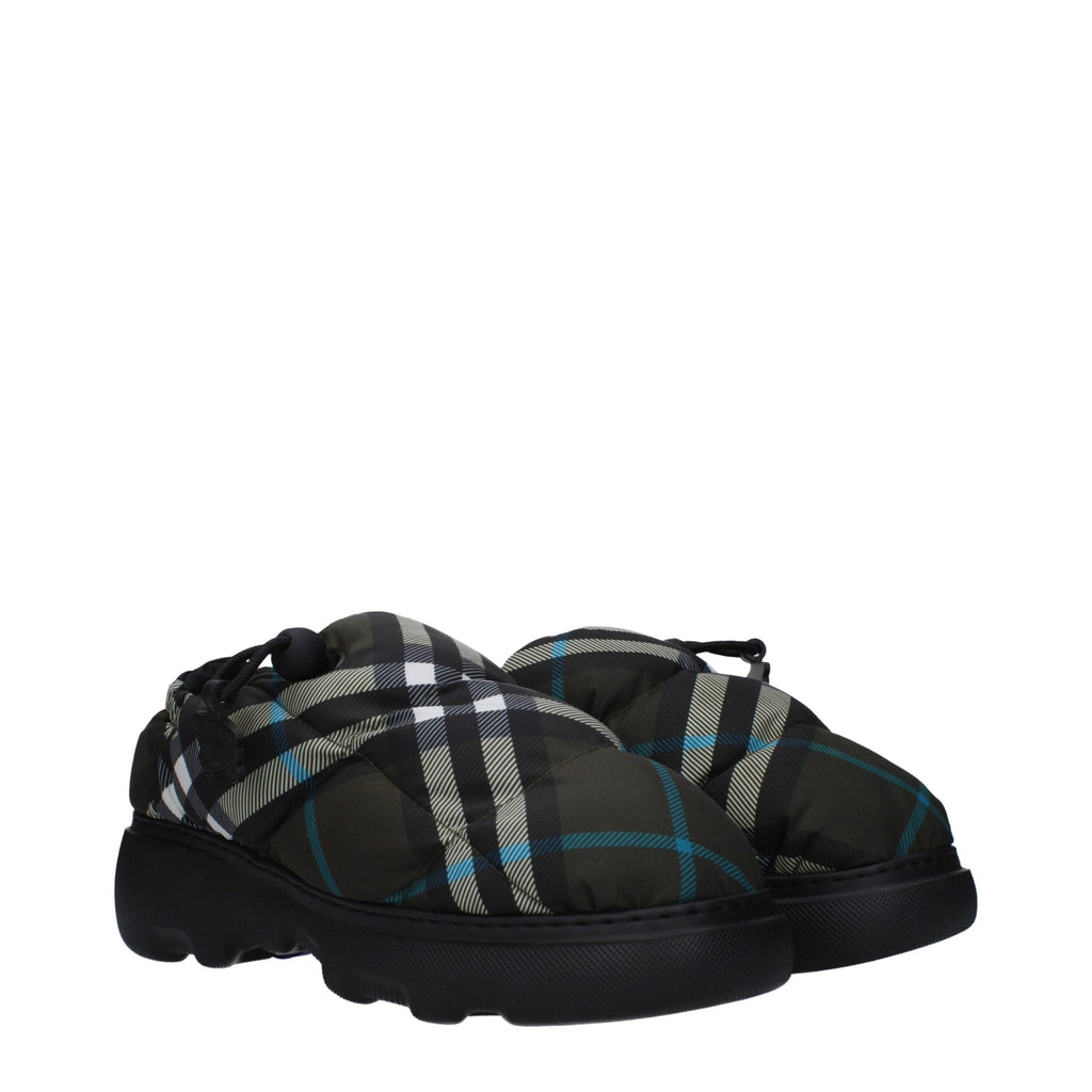 Burberry Green Fabric Slip-On Loafers