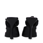 The Attico Black Leather Stiletto Heel Sandals