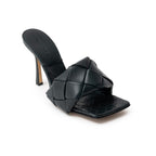 Bottega Veneta Green Leather Stiletto Heel Sandals